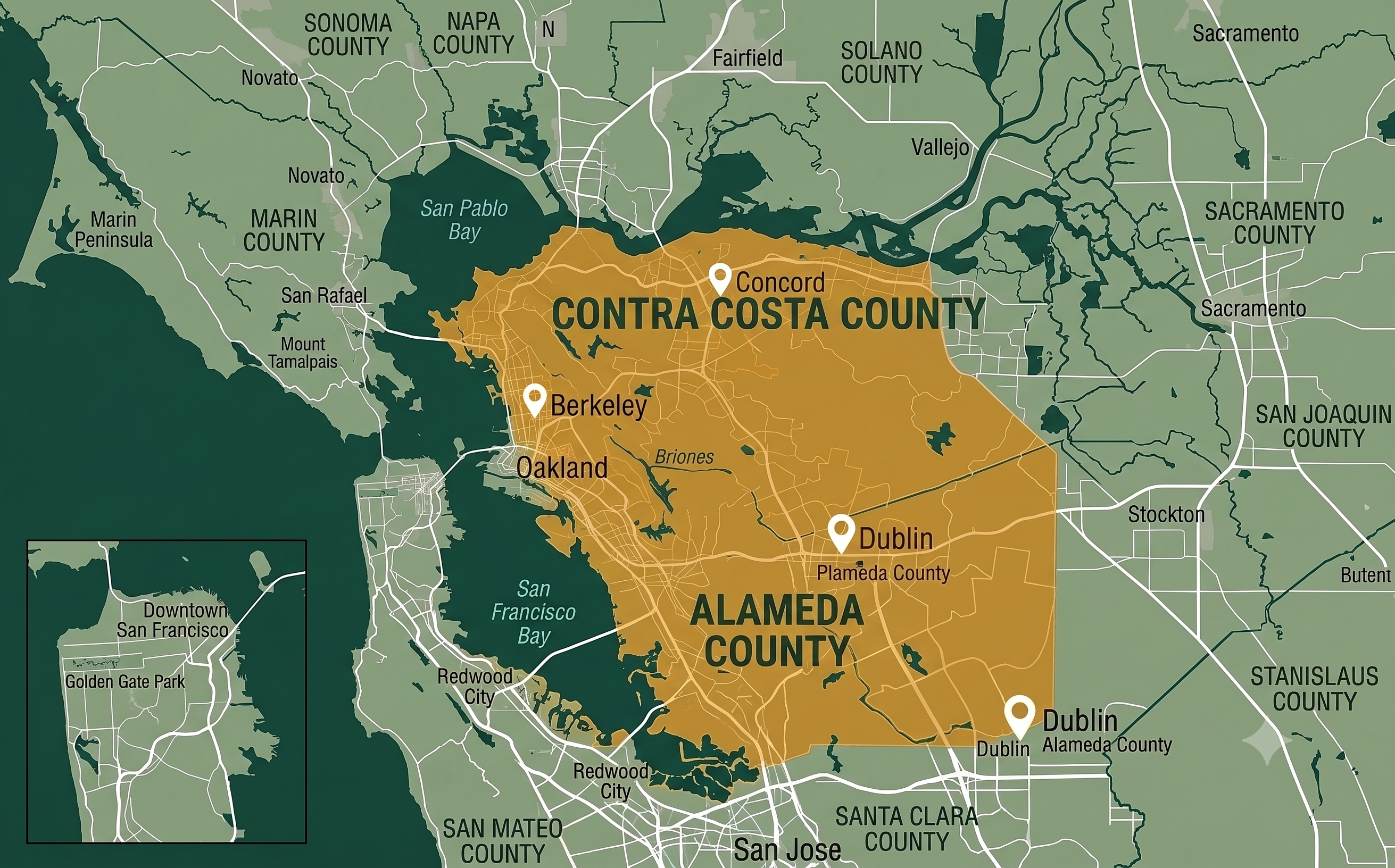 Map showing CIE program locations across the SF East Bay
