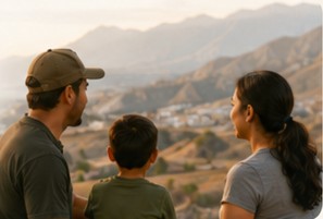 Family looking over Riverside County hills