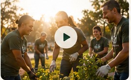 Volunteers planting together